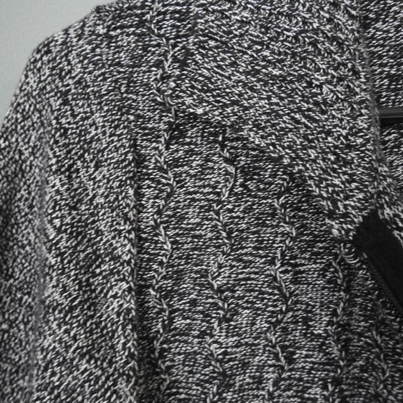 Allison Daley Black & White Full Zip Cardigan Sweater Petite Medium - Picture 6 of 7